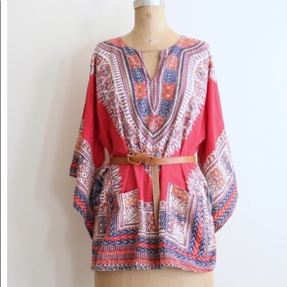 SOLD ON ETSY 💔 60s batik dashiki tunic top - Picture 7 of 8